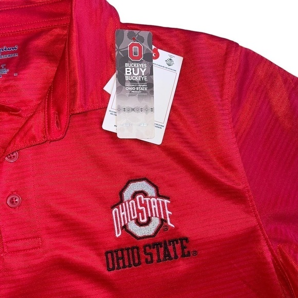 Champion Men’s Size Medium Ohio State Buckeyes Red OSU Logo Polo Shirt NWT - Picture 8 of 10
